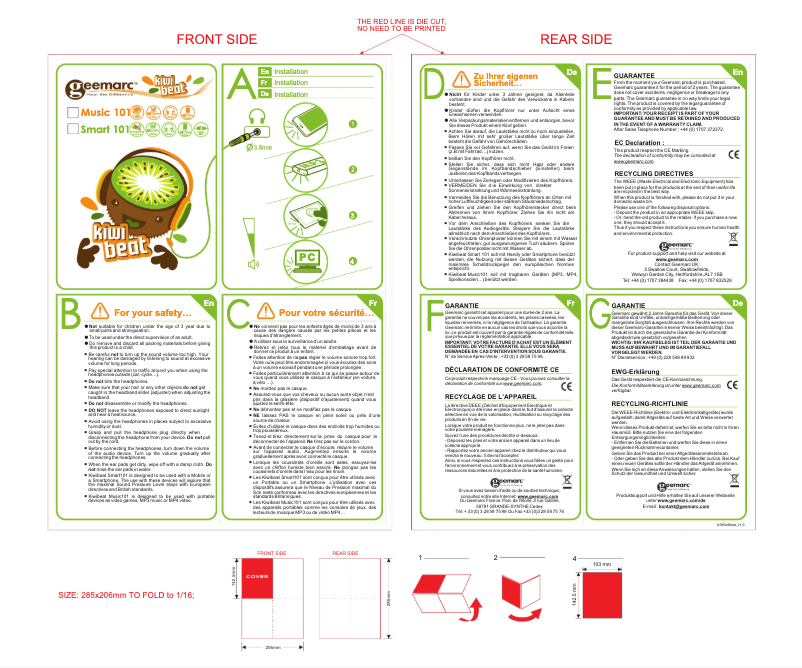 Image de la première page du manuel de l'appareil Kiwibeat Music 101