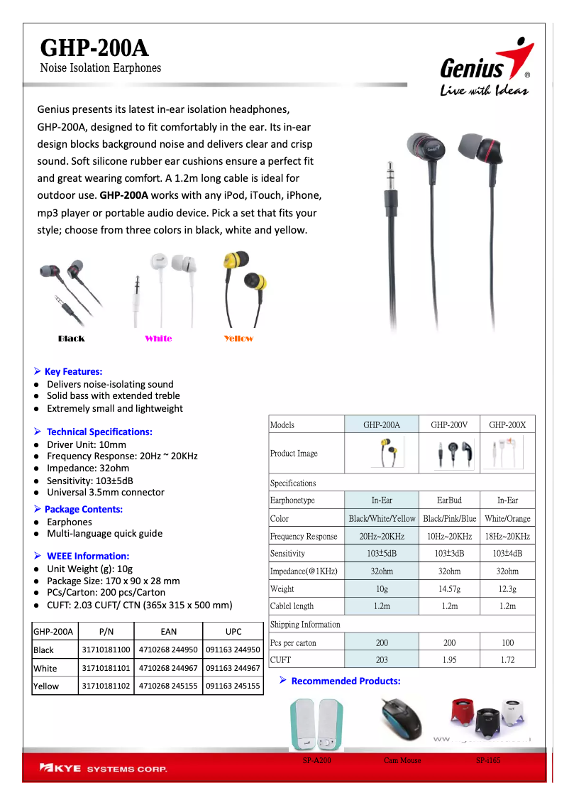 Page n°1 - Manuel utilisateur Genius GHP-200A