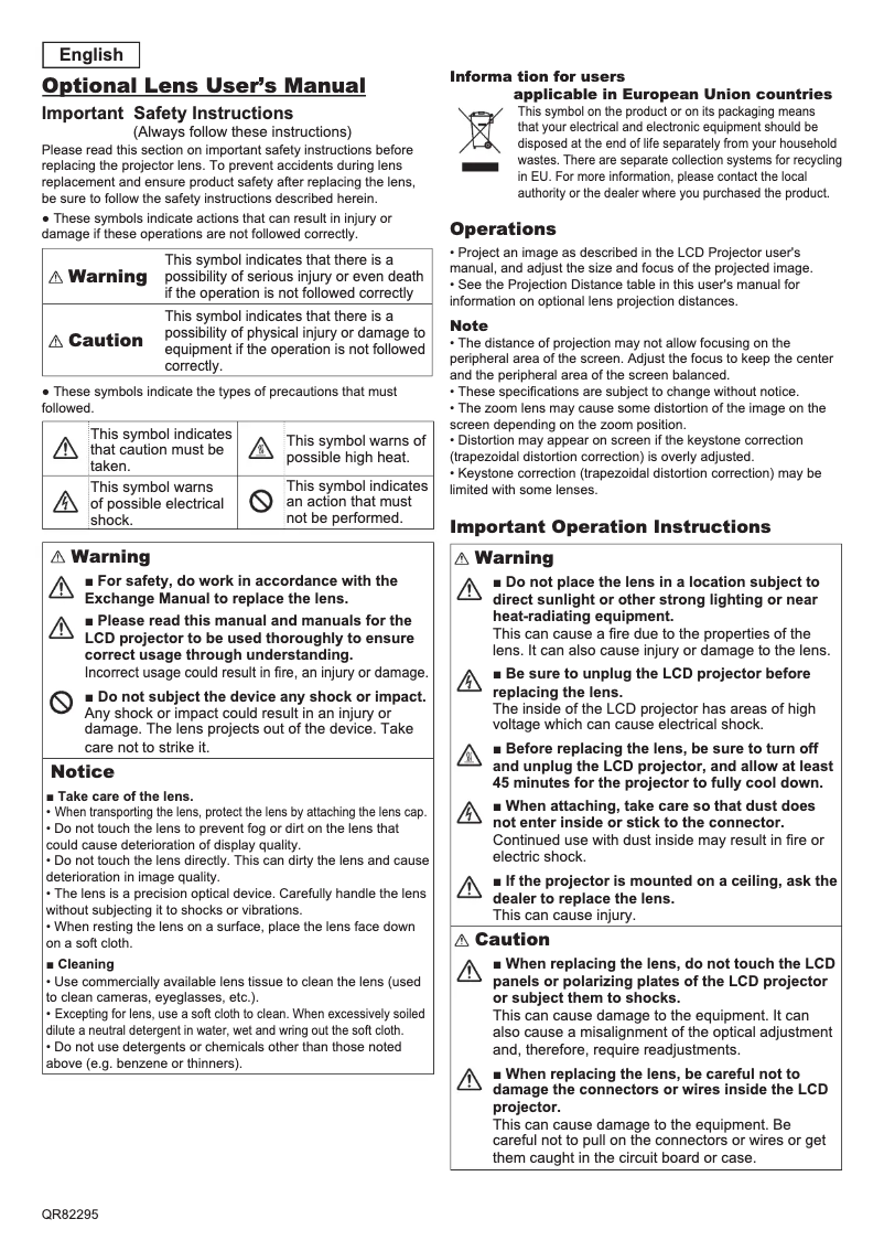 Page 1 de la notice Manuel utilisateur Hitachi CP-EW300N