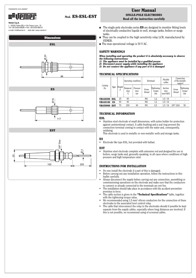Image de la première page du manuel de l'appareil ES
