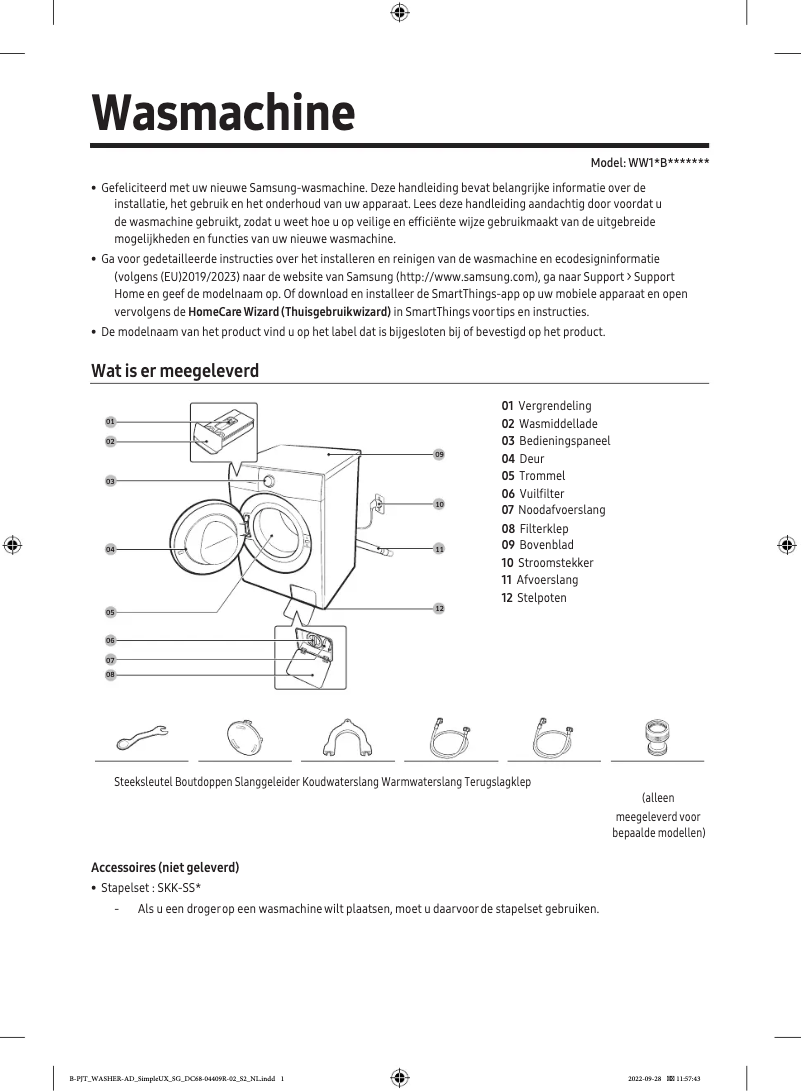 Page 1 de la notice Manuel utilisateur Samsung WW11BB945AGM
