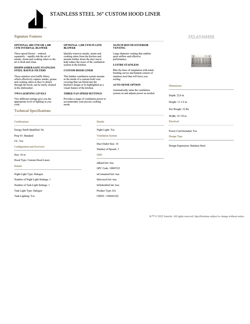 Image de la première page du manuel de l'appareil JXL6536HSS