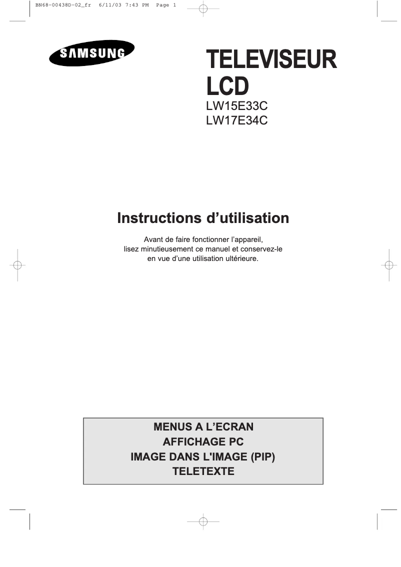 Image de la première page du manuel de l'appareil LW17E34C