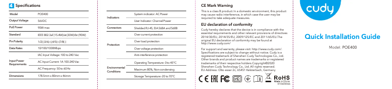 Página 1 del manual Manual de instrucciones Cudy POE300