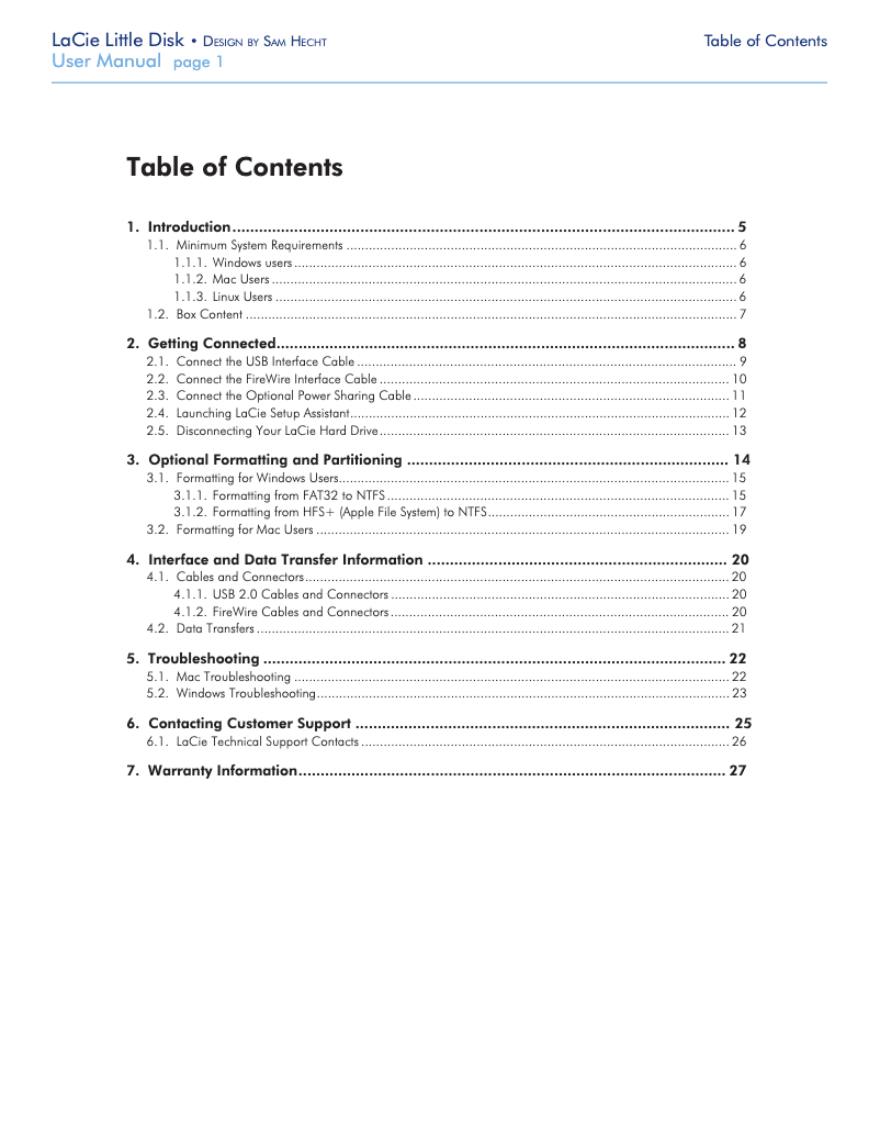 Page n°1 - Manuel utilisateur LaCie Little Disk