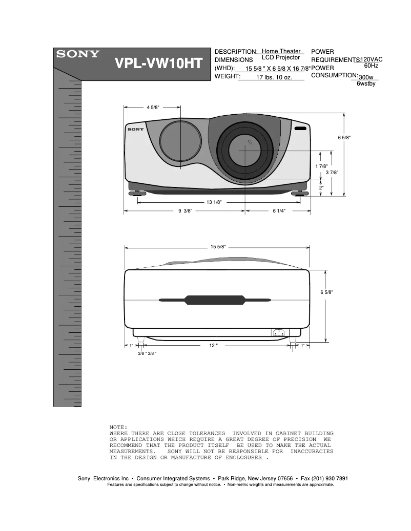 Image de la première page du manuel de l'appareil VPL-VW10HT