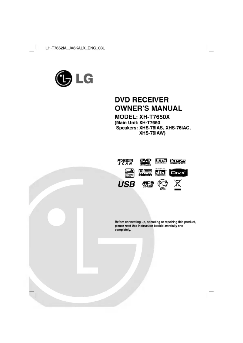 Page 1 de la notice Manuel utilisateur LG LH-T7652IA