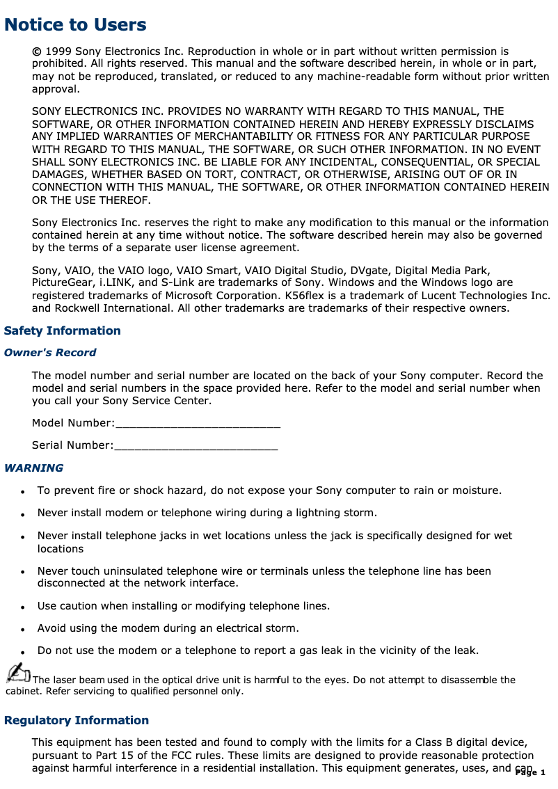 Page n°1 - Manuel utilisateur Sony Vaio PCV-E518DS