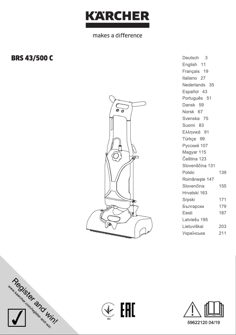 Page n°1 - Manuel utilisateur Kärcher BRS 43/500 C