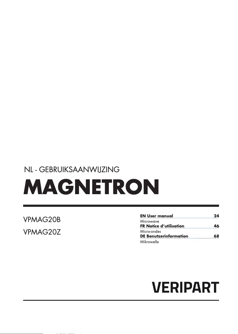 Page n°1 - Manuel utilisateur Veripart VPMAG20Z