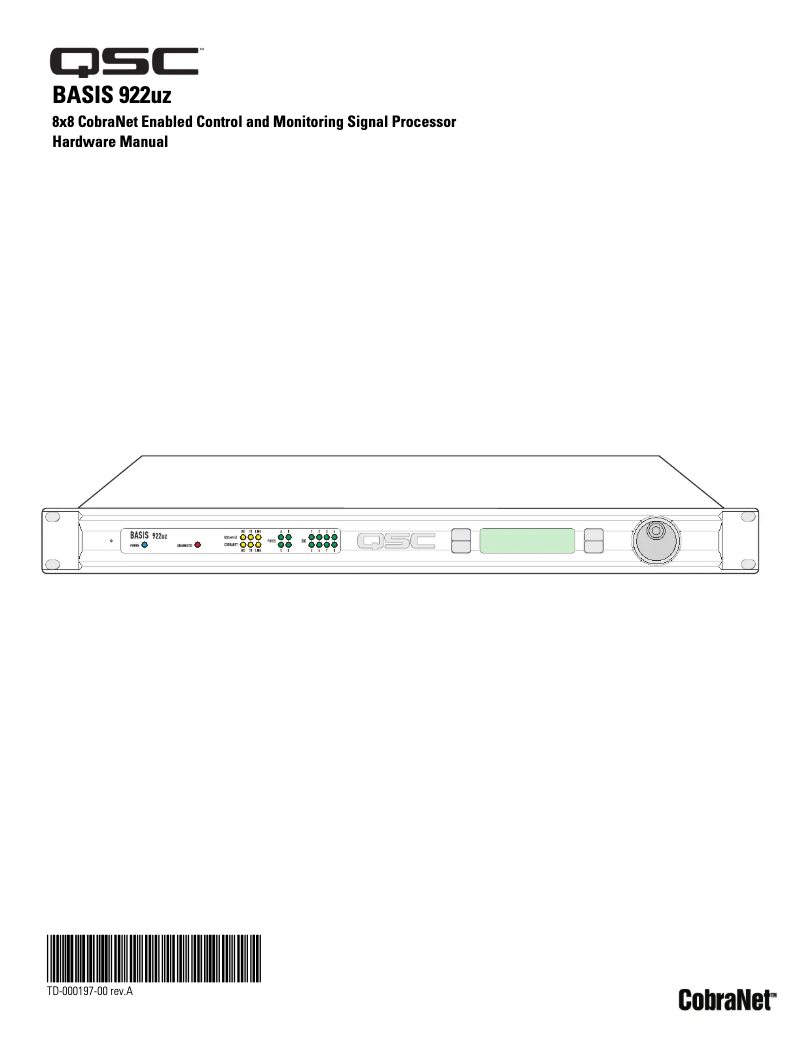 Page n°1 - Manuel utilisateur QSC BASIS 922uz