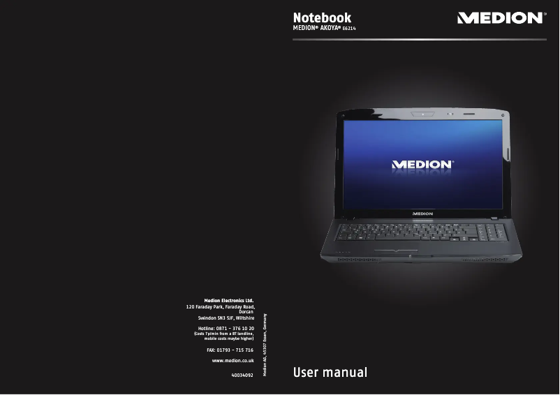 Page 1 de la notice Manuel utilisateur Medion Akoya E6214