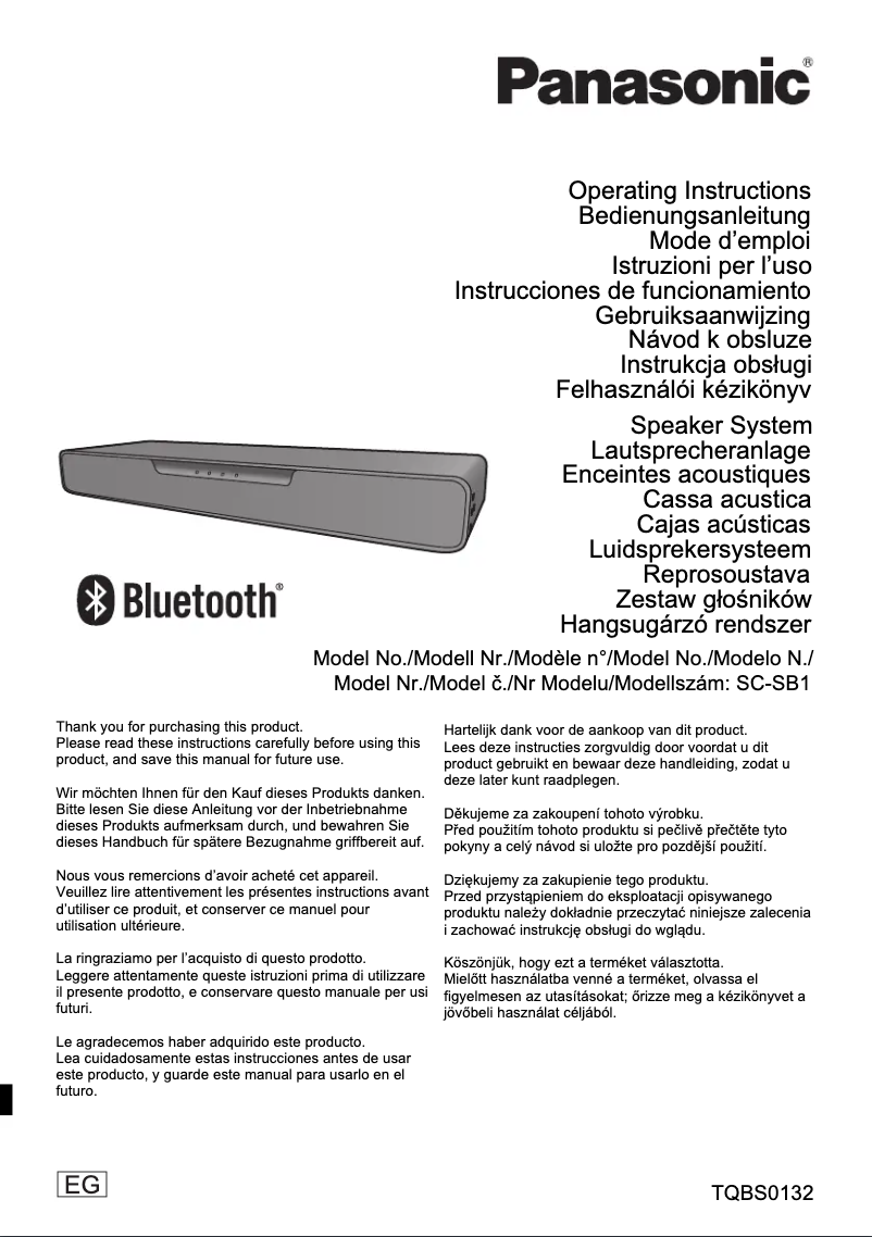 Page 1 de la notice Manuel utilisateur Panasonic SC-SB1