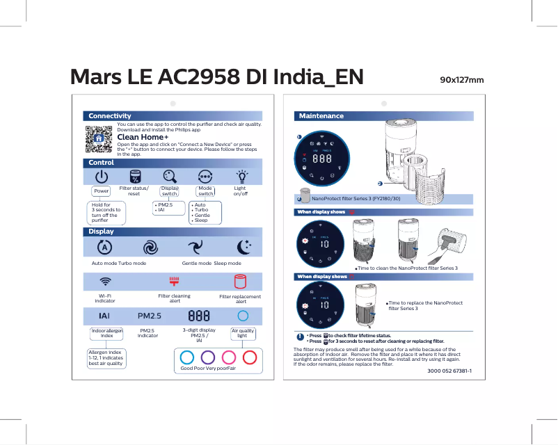 Page 1 de la notice Guide de démarrage rapide Philips AC2958