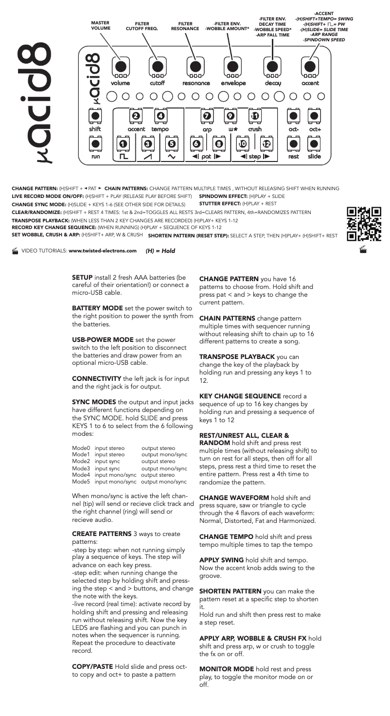 Image de la première page du manuel de l'appareil Acid8 MKIII
