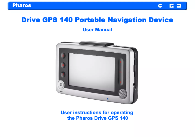 Page 1 de la notice Manuel utilisateur Pharos Drive GPS 140