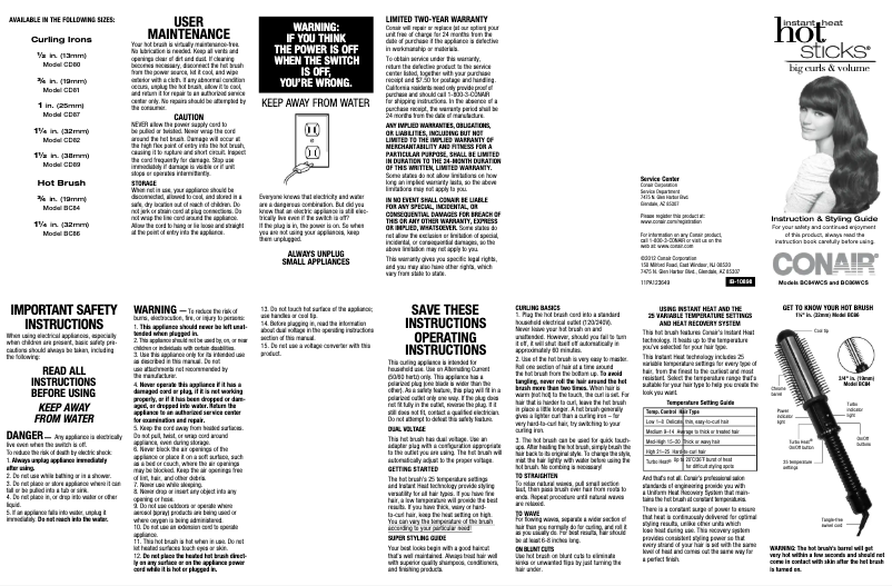 Page 1 de la notice Manuel utilisateur Conair BC84GNR