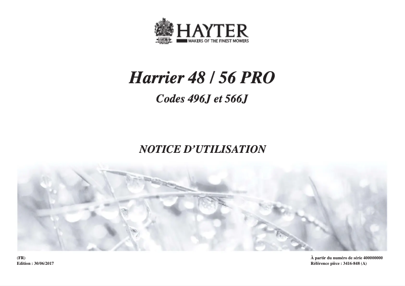 First page image of the manual for Harrier 48