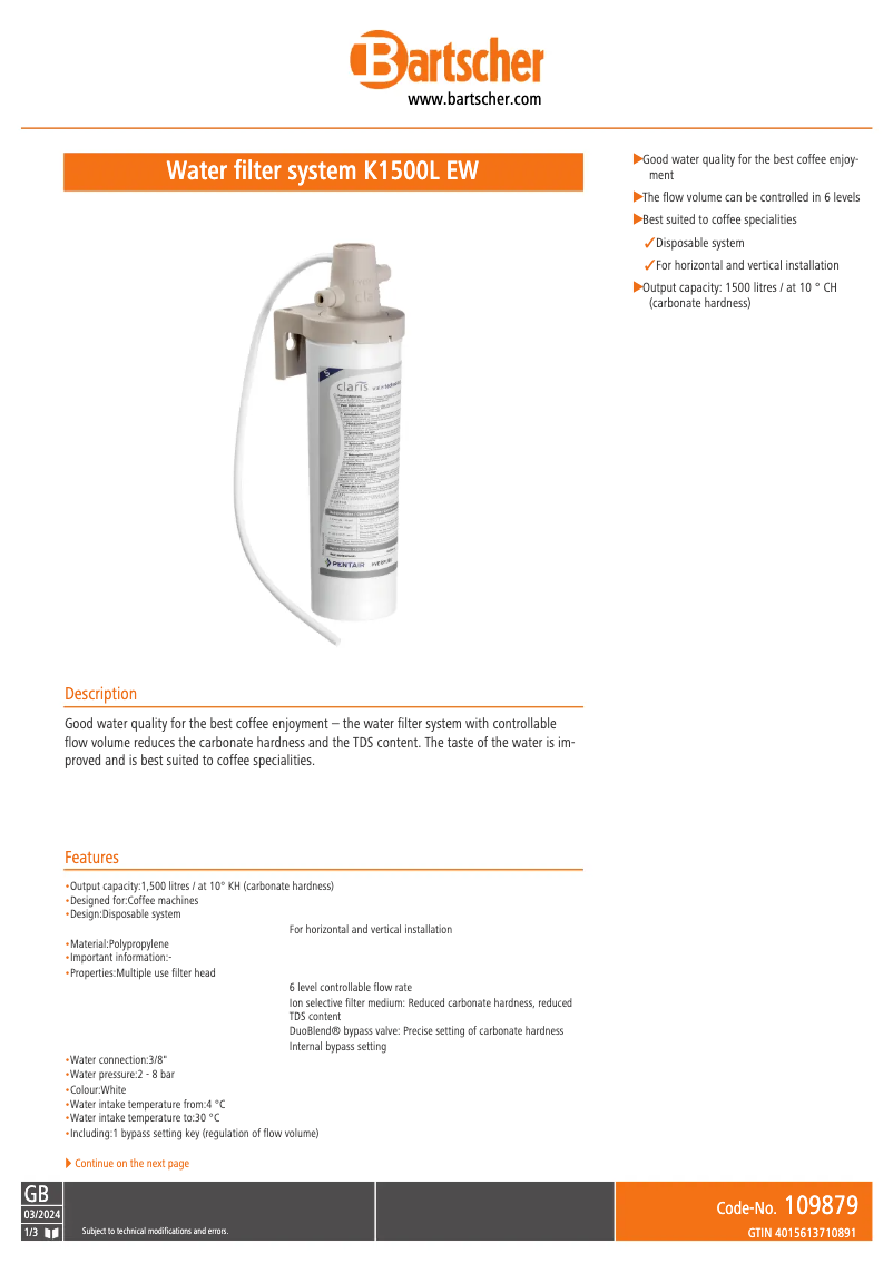 Image de la première page du manuel de l'appareil K1500L EW