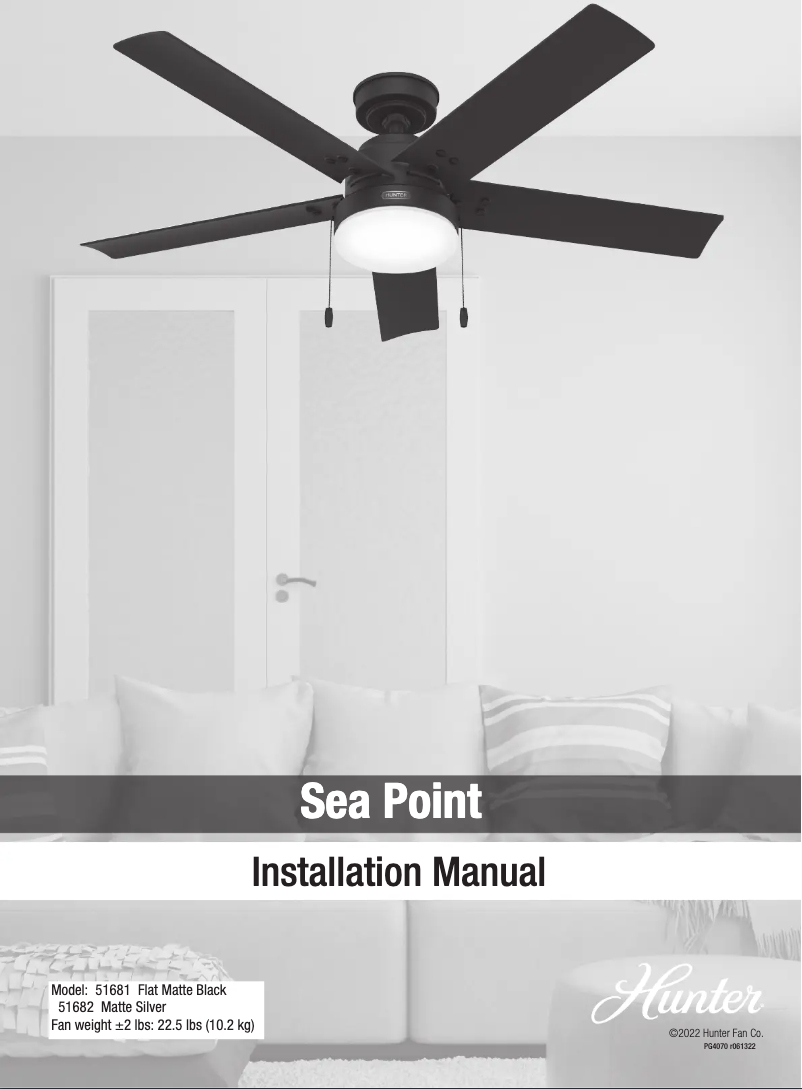 Page 1 de la notice Manuel utilisateur Hunter Sea Point