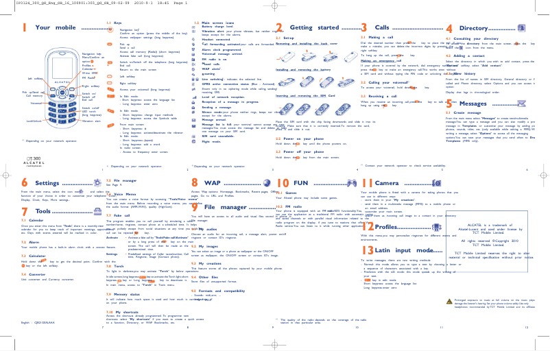 Image de la première page du manuel de l'appareil One Touch 300