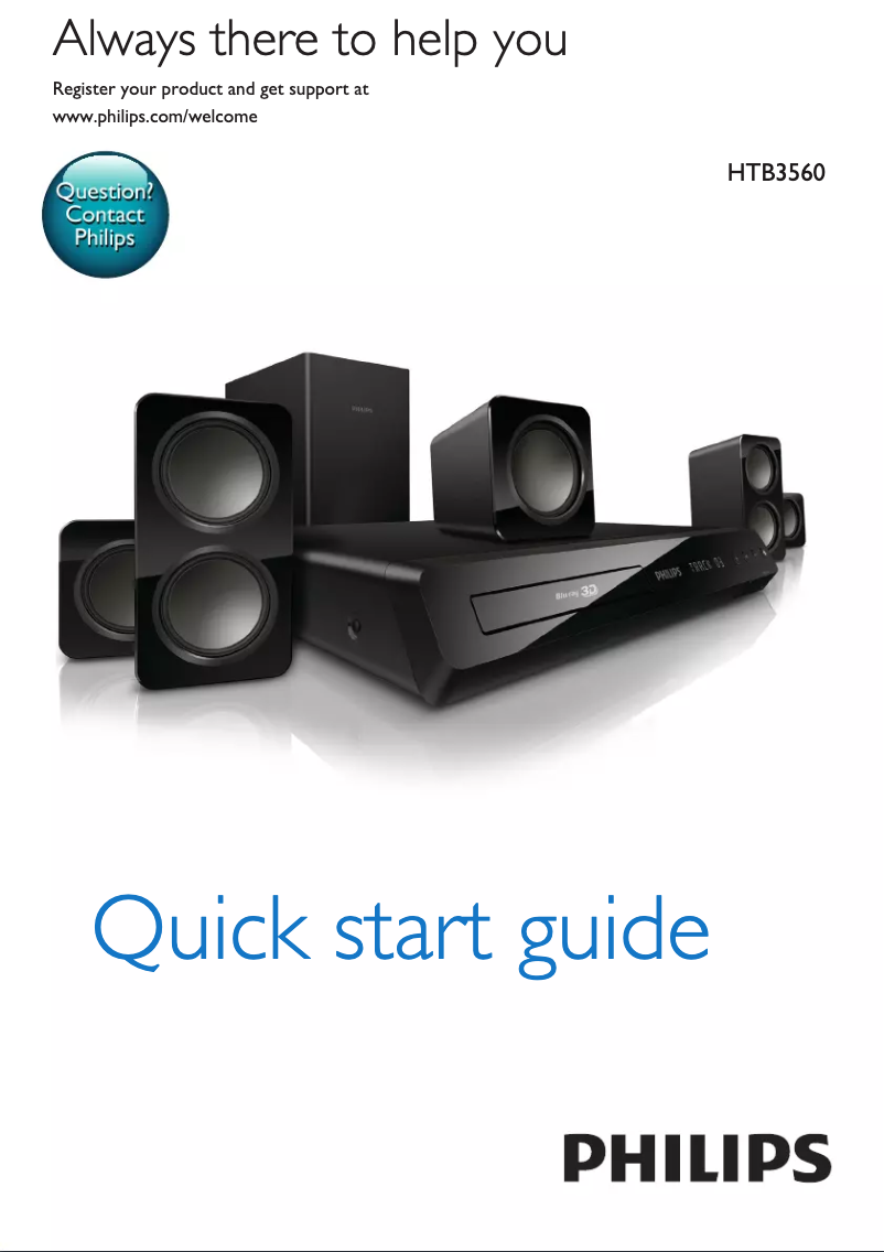 Page 1 de la notice Guide de démarrage rapide Philips HTB3560