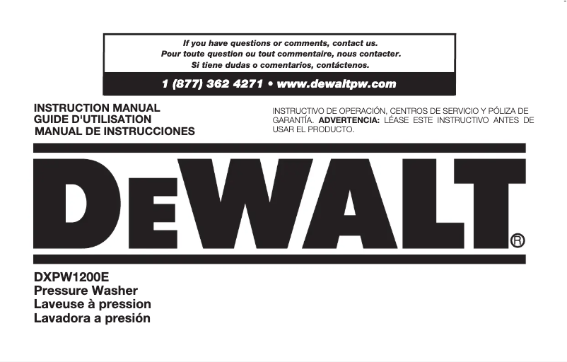 Page 1 de la notice Manuel utilisateur DeWalt DXPW1500E