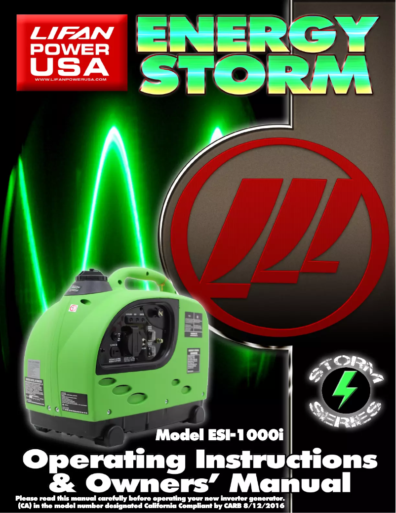 Page n°1 - Manuel utilisateur Lifan Energy Storm 1000i