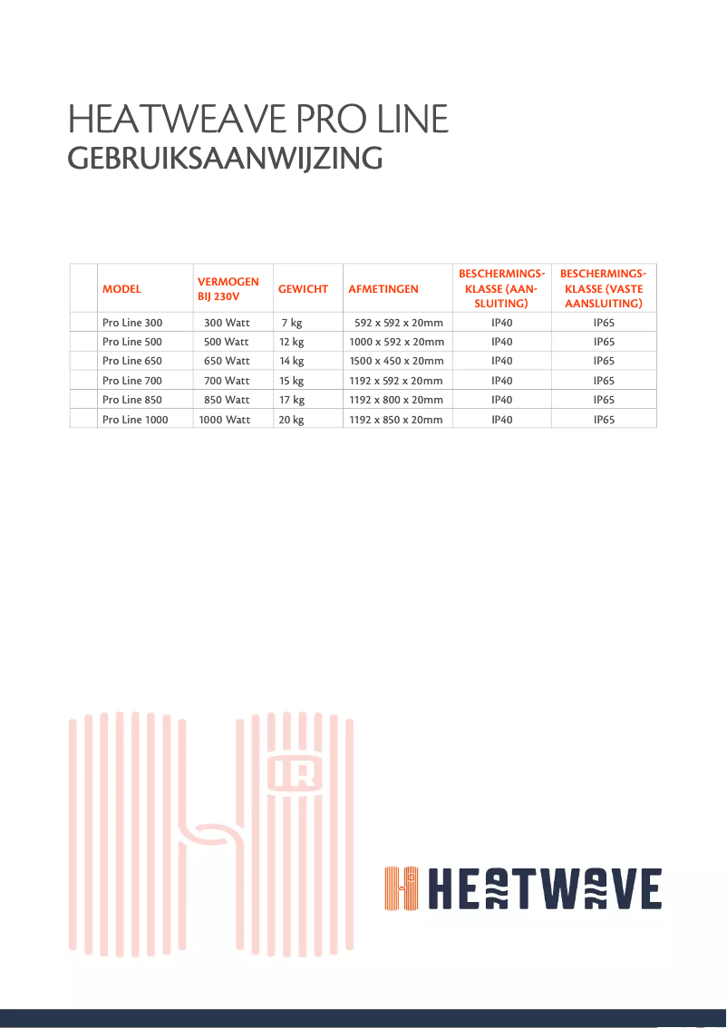 Page n°1 - Manuel utilisateur Heatwave Pro-Line 500