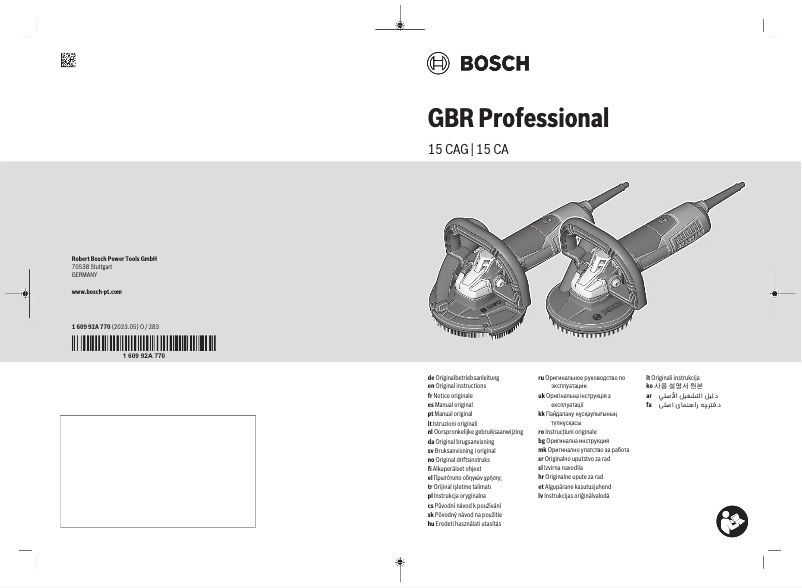 Page 1 de la notice Manuel utilisateur Bosch GBR 15 CAG