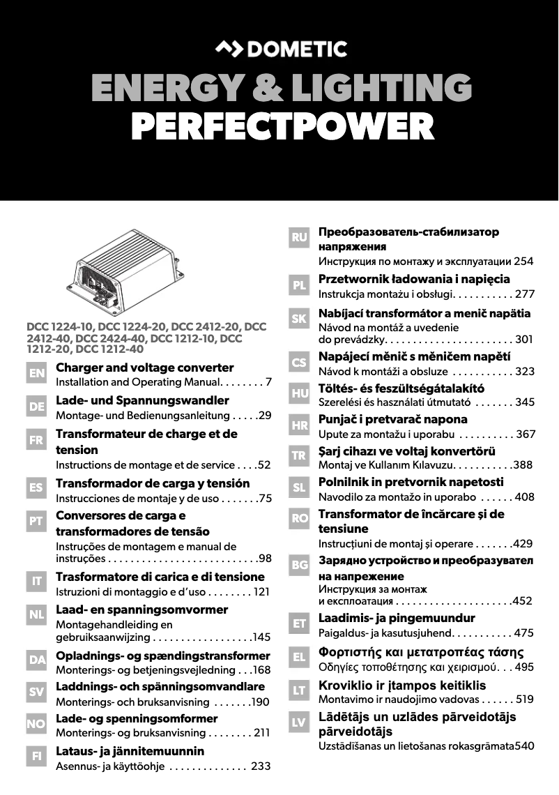 Page 1 de la notice Guide d'installation Dometic PerfectPower DCC 2424-10
