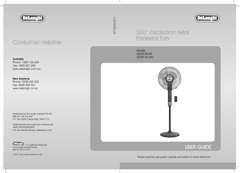 Page 1 de la notice Manuel utilisateur DeLonghi DEAPF40