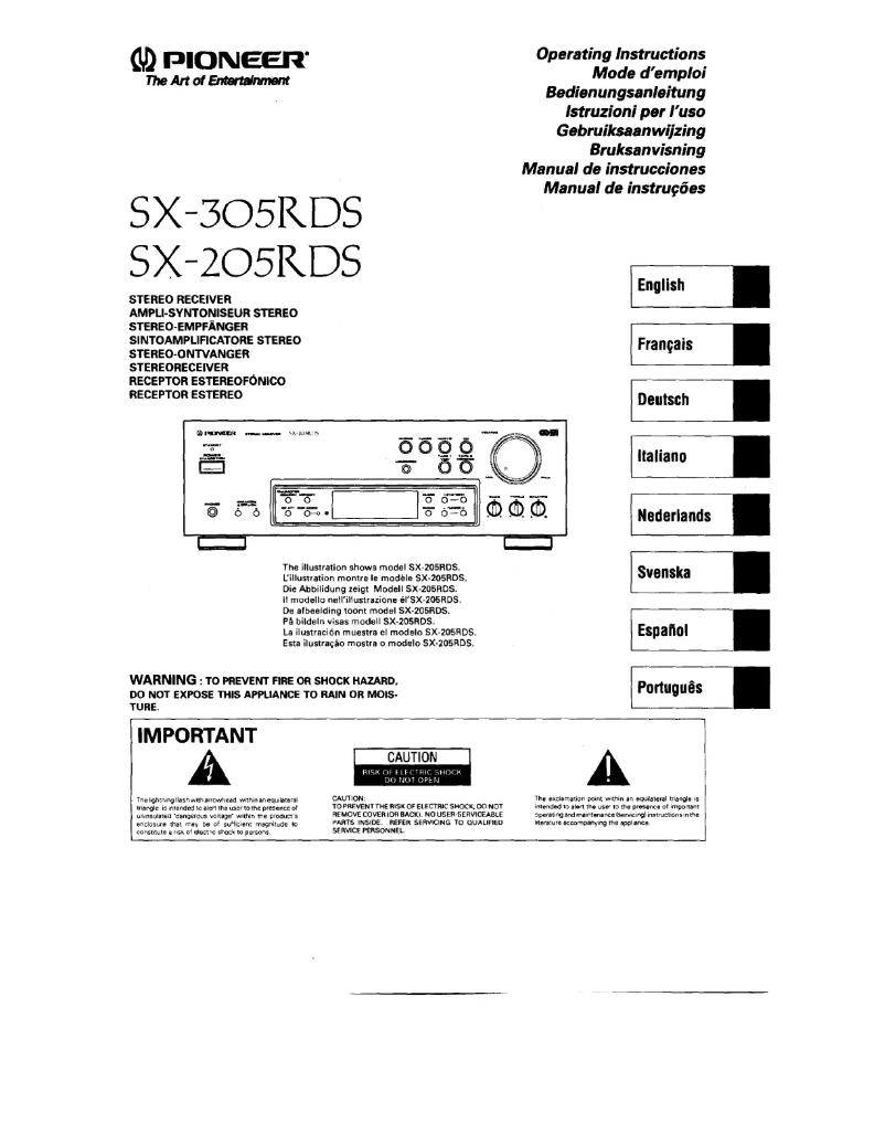 Page n°1 - Manuel utilisateur Pioneer SX-205RDS