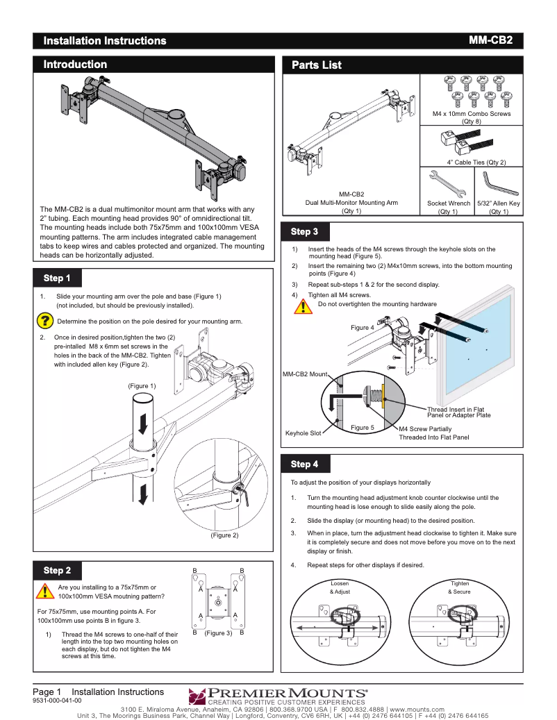 Página 1 del manual Manual de usuario Premier Mounts MM-BE426