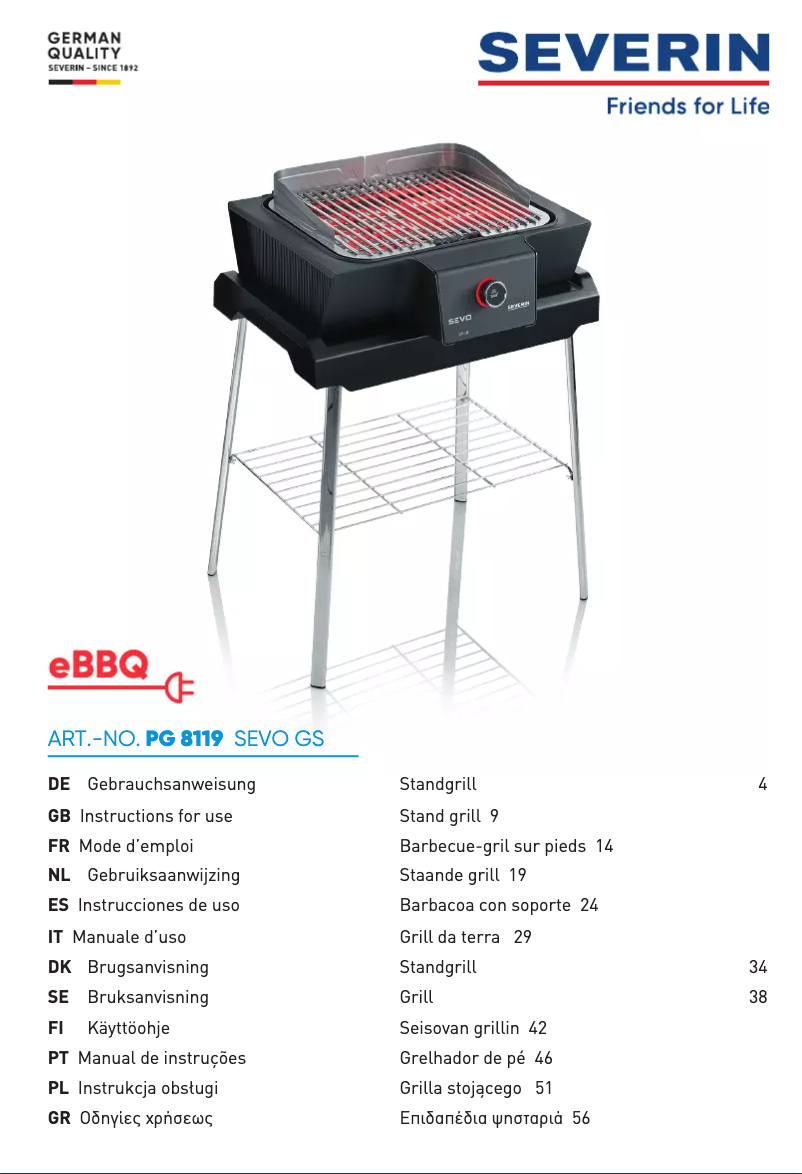 Page 1 de la notice Manuel utilisateur Severin PG 8119
