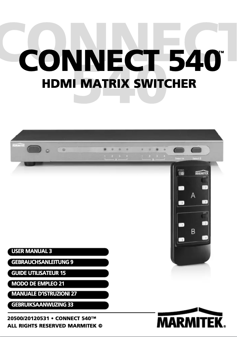 Page 1 de la notice Manuel utilisateur Marmitek Connect 540