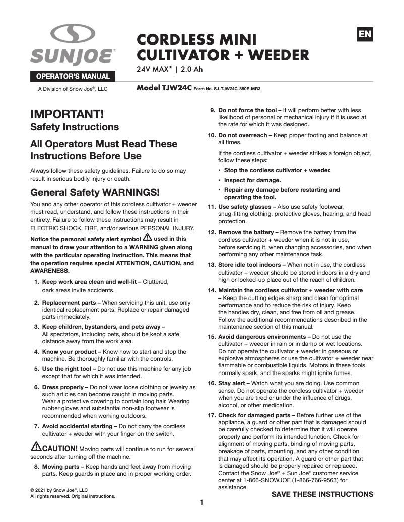 Image de la première page du manuel de l'appareil TJW24C