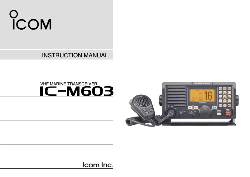 Image de la première page du manuel de l'appareil IC-M603