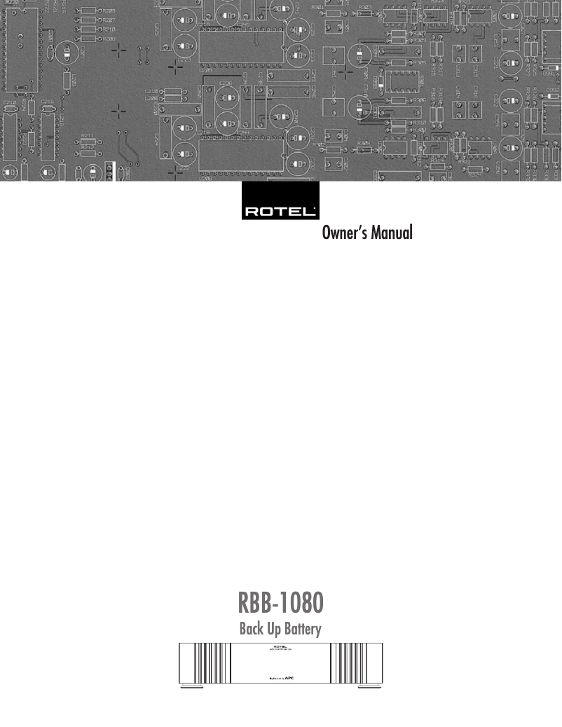 Page n°1 - Manuel utilisateur Rotel RBB-1080