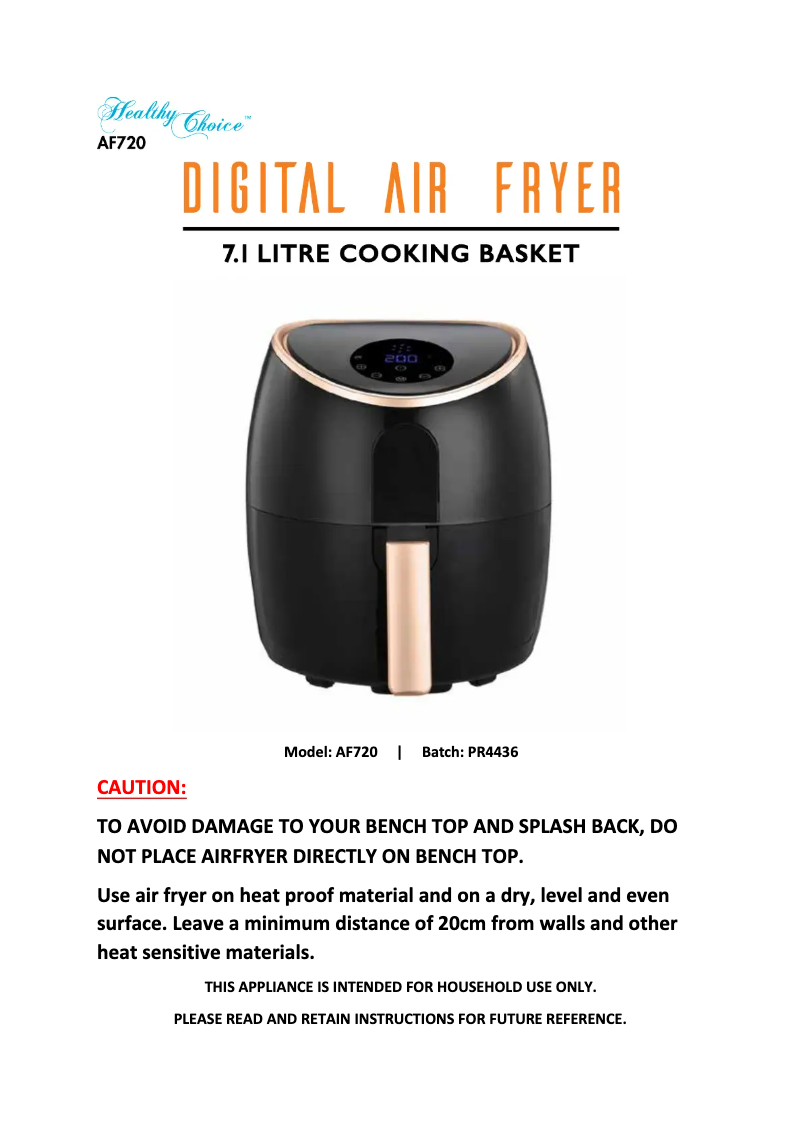 Image de la première page du manuel de l'appareil AF720