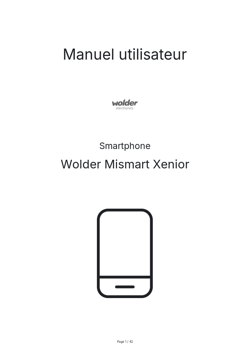 Page n°1 - Manuel utilisateur Wolder Mismart Xenior