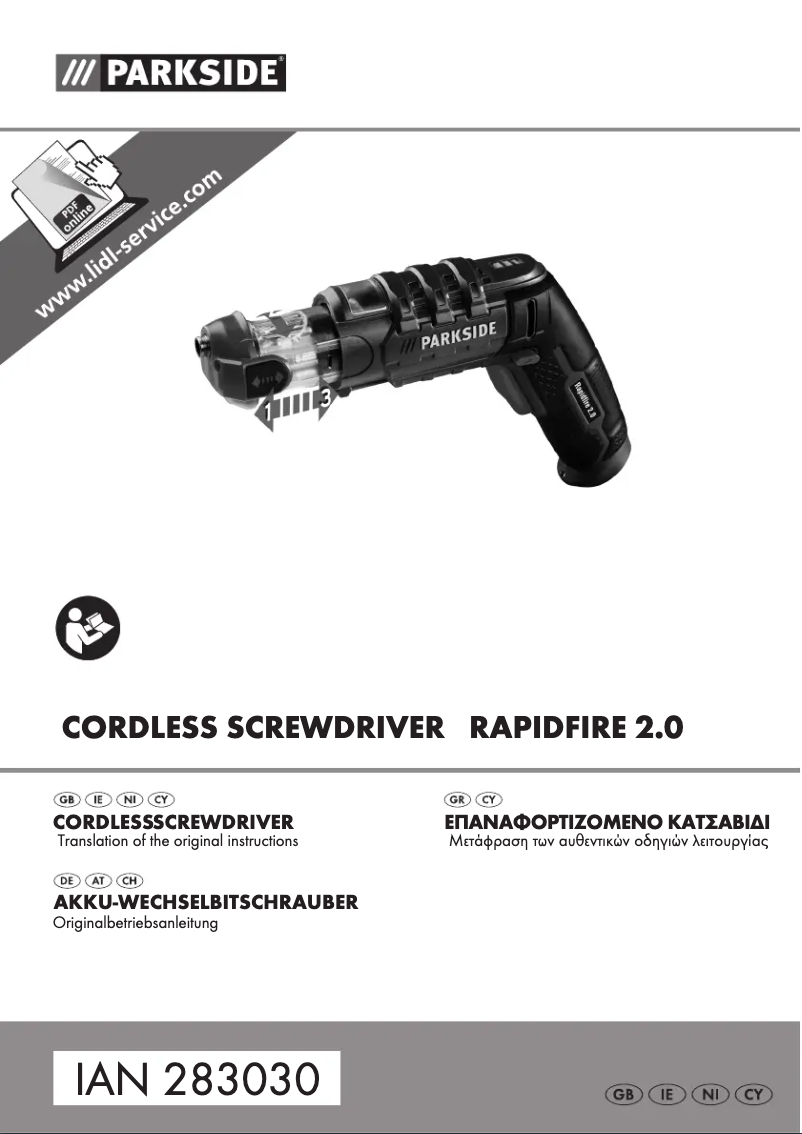 Page 1 de la notice Manuel utilisateur Parkside IAN 283030