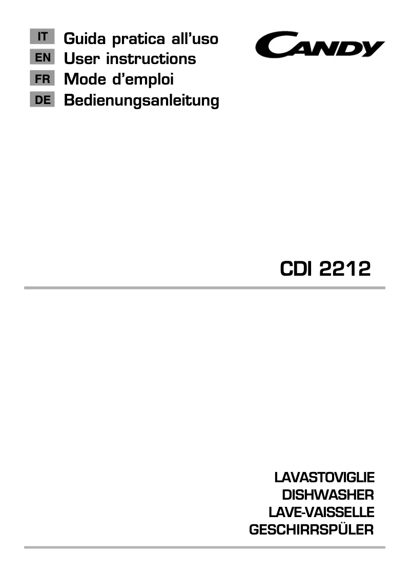 Page n°1 - Manuel utilisateur Candy CDI 2212