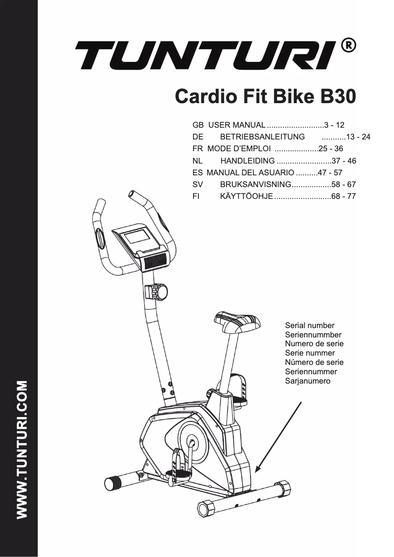 Page n°1 - Manuel utilisateur Tunturi Cardio Fit B30