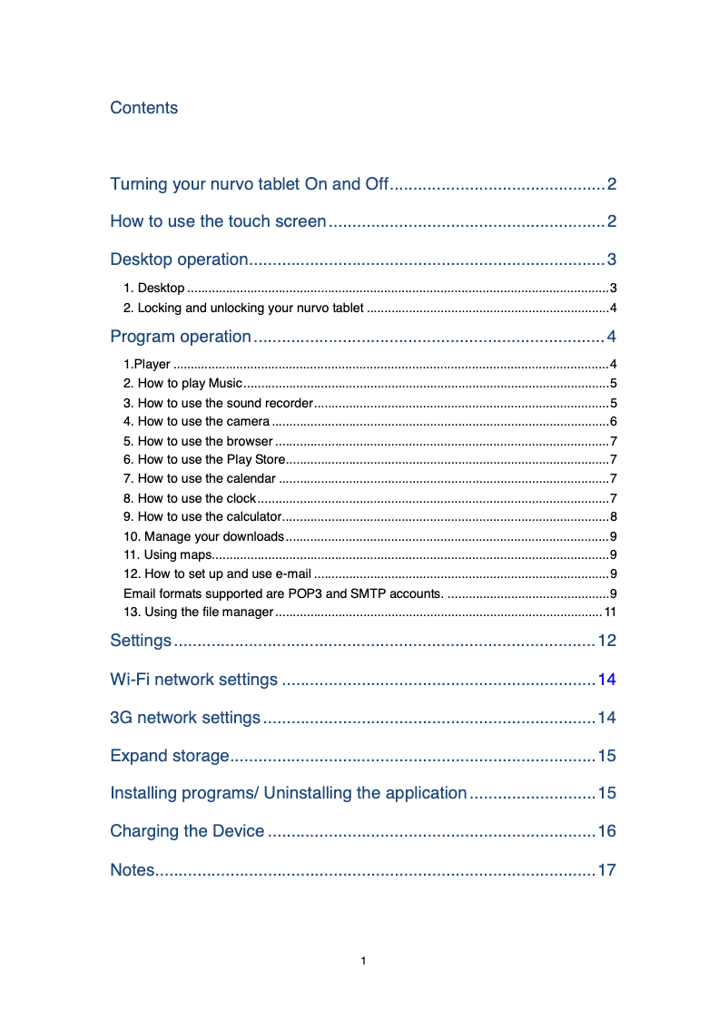 Page 1 de la notice Manuel utilisateur Nurvo Budget 10"
