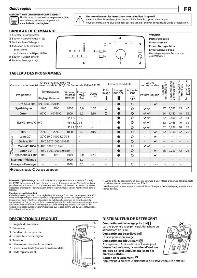 Image de la première page du manuel de l'appareil BTW N L60400 FR/N