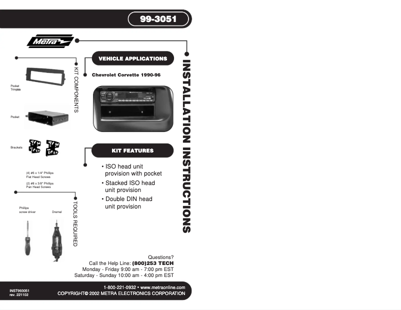 Page n°1 - Guide d'installation Metra 99-3051