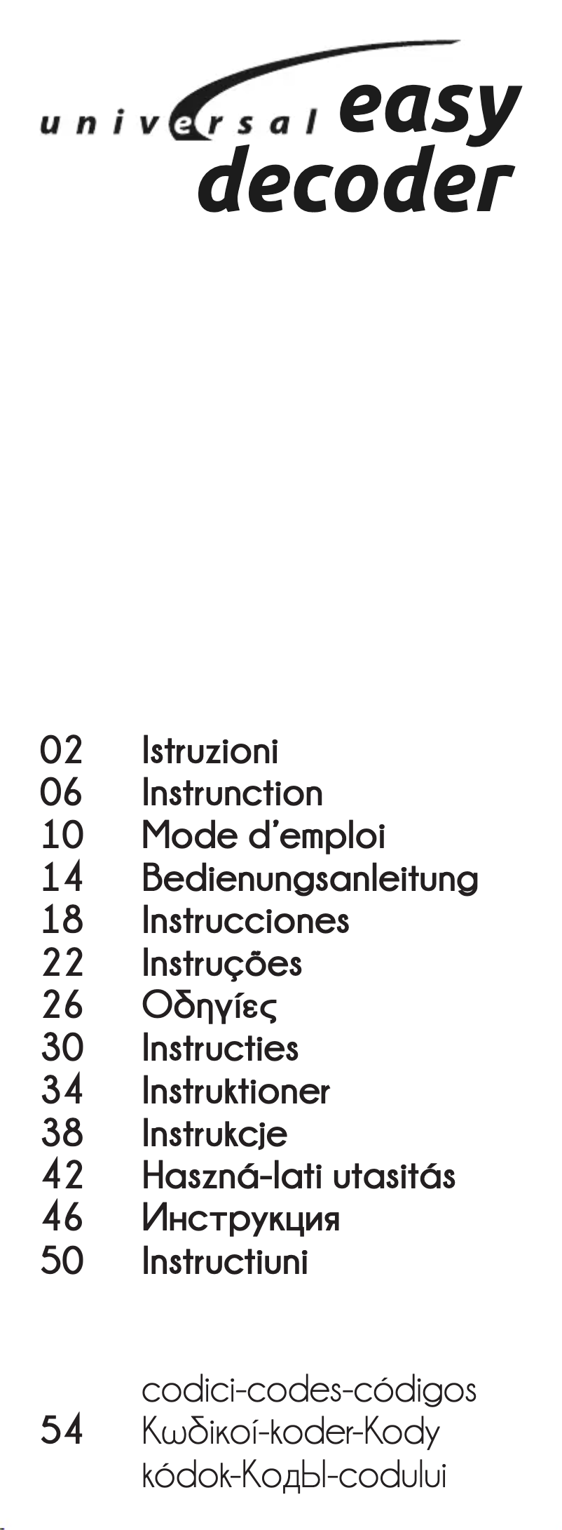 Page 1 de la notice Manuel utilisateur GBS Elettronica Universal Easy Decoder
