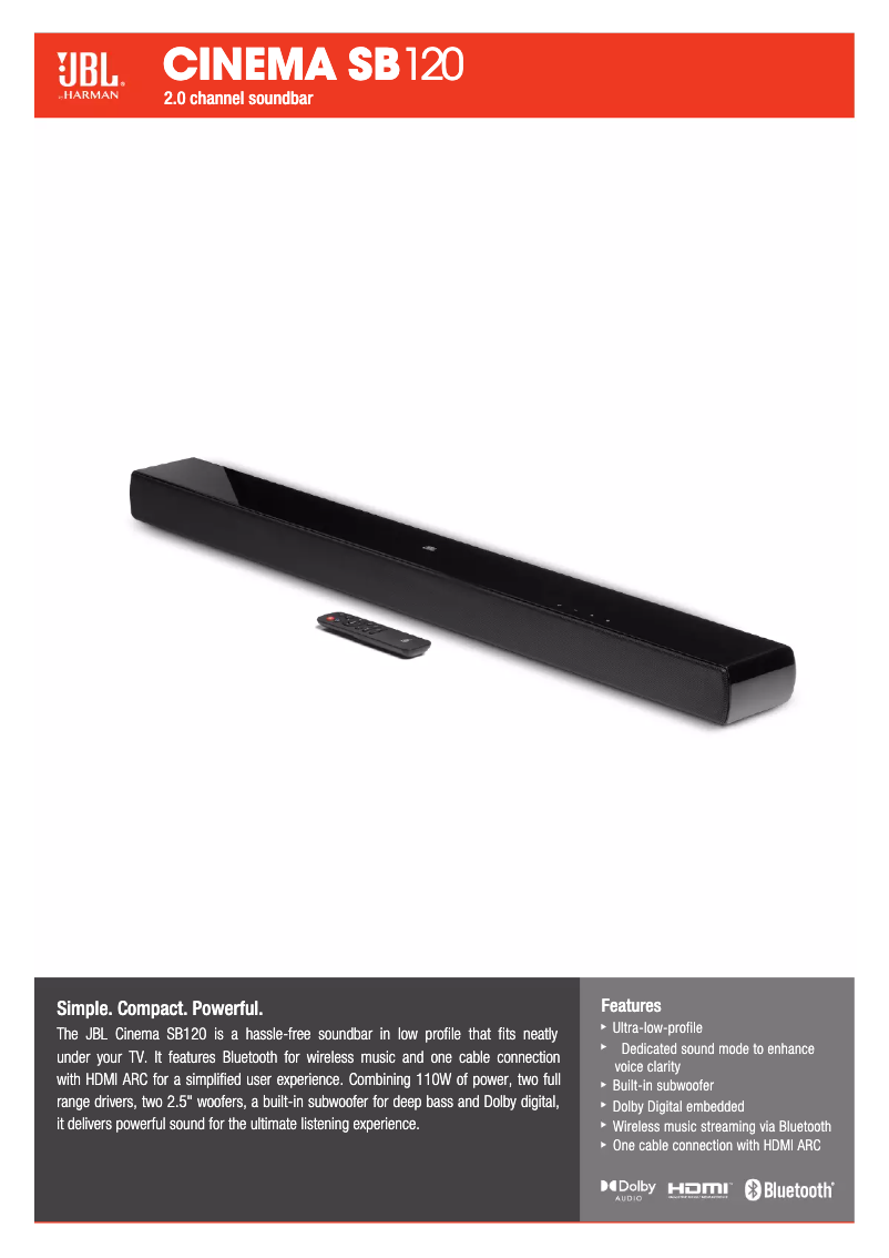 Page n°1 - Fiche technique JBL Cinema SB120