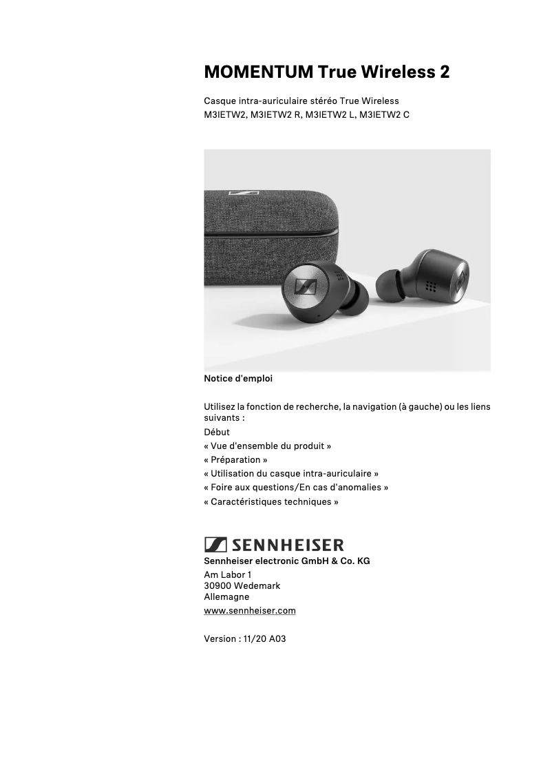 Page n°1 - Manuel utilisateur Sennheiser Momentum True Wireless 2